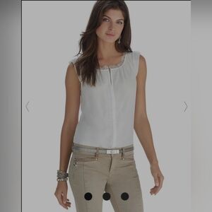 Whbm Lace Trim Popover Silk Shell Top S